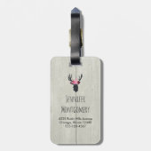 Geometrischer Hirschkopf mit Blumenkronen auf Fake Gepäckanhänger (Rückseite vertikal)