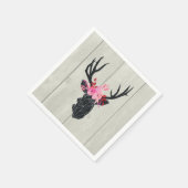 Geometrischer Hirschkopf mit Blumenkronen auf Fake Serviette (Ecke)