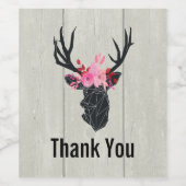 Geometrischer Hirschkopf mit Blumenkronen auf Fake Weinetikett (Einzelnes Label)