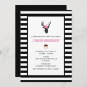 Geometrischer Hirschkopf mit Blumenkronen zum Gebu Einladung (Vorne/Hinten)