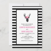 Geometrischer Hirschkopf mit Blumenkronenhochzeit Einladung (Vorderseite)