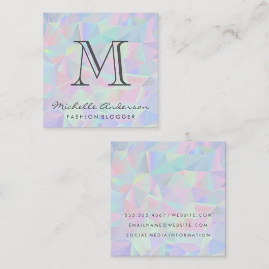 Geometrischer Holografischer Hintergrund | Classic Quadratische Visitenkarte (Vorne/Hinten)