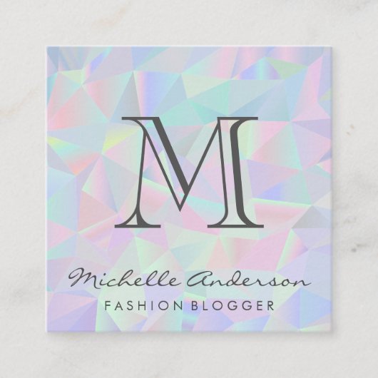 Geometrischer Holografischer Hintergrund | Classic Quadratische Visitenkarte (Vorderseite)