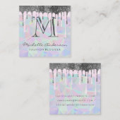 Geometrischer Holografischer Hintergrund | GLITZER Quadratische Visitenkarte (Vorne/Hinten)