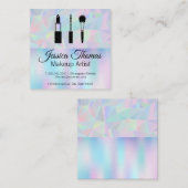 Geometrischer Holografischer Hintergrund | Makeup- Quadratische Visitenkarte (Vorne/Hinten)