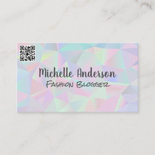 Geometrischer Holografischer Hintergrund | QR-Code Visitenkarte (Vorderseite)
