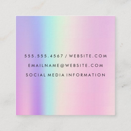 Geometrischer Holografischer Hintergrund | QR-Prüf Quadratische Visitenkarte (Rückseite)