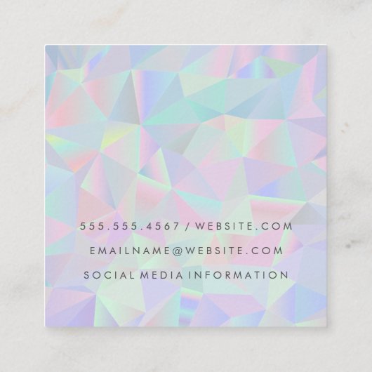 Geometrischer Holografischer Hintergrund | QR-Prüf Quadratische Visitenkarte (Rückseite)