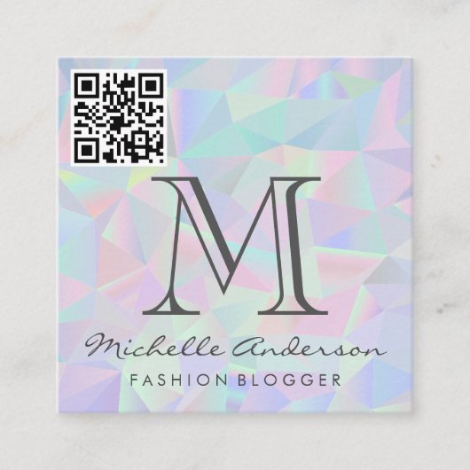 Geometrischer Holografischer Hintergrund | QR-Prüf Quadratische Visitenkarte (Vorderseite)