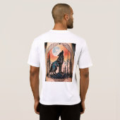 Geometrischer Howling Wolf Tattoo mit nächtlicher T-Shirt (Schwarz voll)