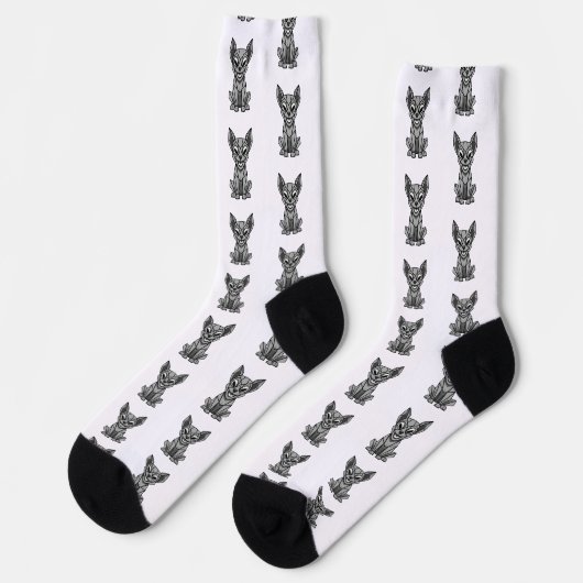 Geometrischer Hund Socken (Linkes Detail)
