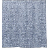 Geometrischer Itajime Shibori blauer Duschvorhang (Vorderseite)