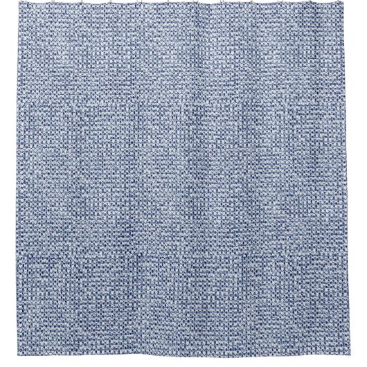 Geometrischer Itajime Shibori blauer Duschvorhang (Vorderseite)