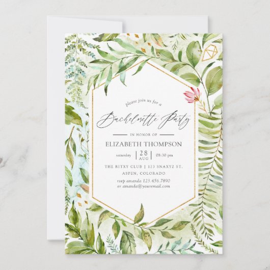 Geometrischer Junggeselinnen-Abschied für Wasserfa Einladung (Vorderseite)