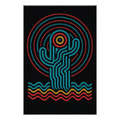Geometrischer Kaktus in scharfen Farben Poster (Vorderseite)