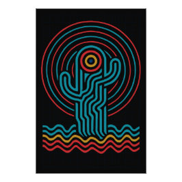 Geometrischer Kaktus in scharfen Farben Poster