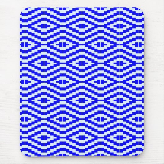 Geometrischer Kente in Hellblau und Weiß Mousepad (Vorne)