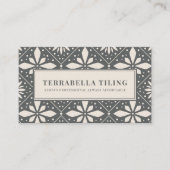Geometrischer Kohlengraue Schwarz-weiße Tiling Til Visitenkarte (Vorderseite)