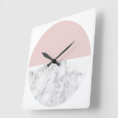 geometrischer Kreis aus elegantem Rosa-Marmor Quadratische Wanduhr (Winkel)