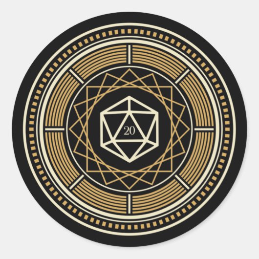Geometrischer Kreis D20 Dice Tabletop RPG Runder Aufkleber (Vorderseite)