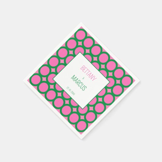 Geometrischer Kreis Mitte des grünen und rosa Serviette (Ecke)