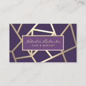 Geometrischer Lila- & Goldhaar-Stylist Schönheitss Visitenkarte (Vorderseite)