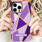 Geometrischer Lila Individuelle Name Case-Mate iPhone Hülle