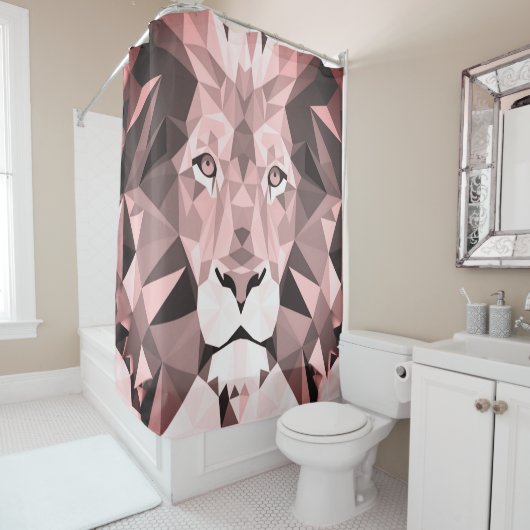 Geometrischer Lion-Kopf der Rose Duschvorhang (Beispiel)