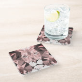 Geometrischer Lion-Kopf der Rose Glasuntersetzer (Schrägansicht)
