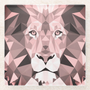 Geometrischer Lion-Kopf der Rose Glasuntersetzer