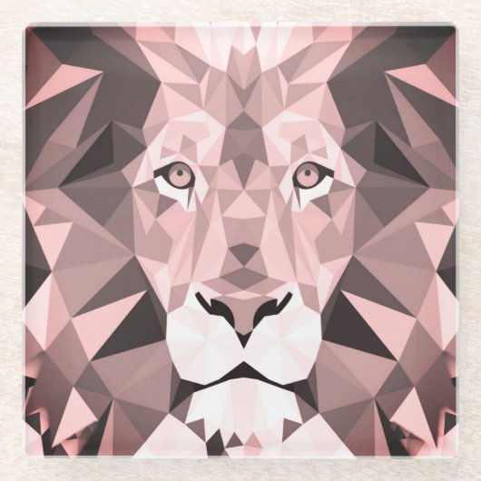 Geometrischer Lion-Kopf der Rose Glasuntersetzer (Vorderseite)