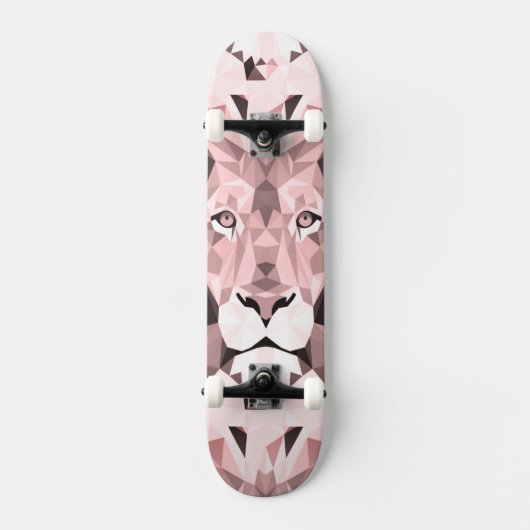 Geometrischer Lion-Kopf der Rose Skateboard (Vorderseite)