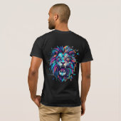 Geometrischer Löwe Glitch König T-Shirt (Schwarz voll)