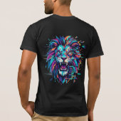 Geometrischer Löwe Glitch König T-Shirt (Rückseite)