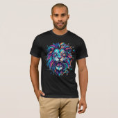 Geometrischer Löwe Glitch König T-Shirt (Vorne ganz)