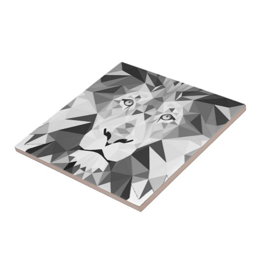 Geometrischer Löwe Schwarzweiss Fliese (Seite)