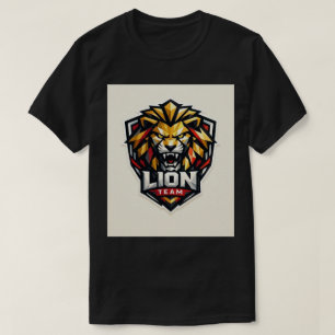 Geometrischer Löwenschlag: Modernes Sportteam-Embl T-Shirt