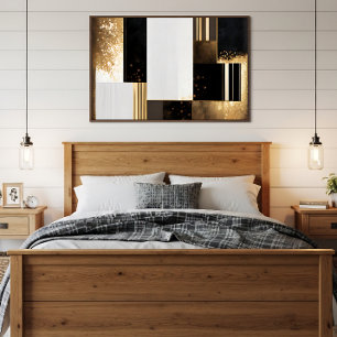 Geometrischer Luxus Gold und Schwarz Poster