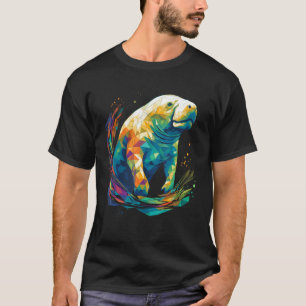 Geometrischer Manatee-Liebhaber Polygon Dugong Oze T-Shirt