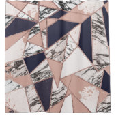 Geometrischer Marine-Blau-Pfirsich-Marmor und Duschvorhang (Vorderseite)