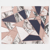 Geometrischer Marine-Blau-Pfirsich-Marmor und Fleecedecke (Vorderseite (Horizontal))