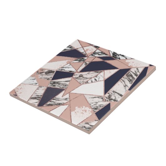 Geometrischer Marine-Blau-Pfirsich-Marmor und Fliese (Seite)