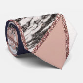 Geometrischer Marine-Blau-Pfirsich-Marmor und Krawatte (Gerollt)