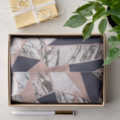 Geometrischer Marine-Blau-Pfirsich-Marmor und Seidenpapier (Geschenk)