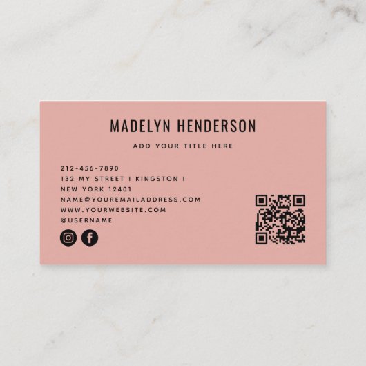 Geometrischer, moderner, feiner Abstrakter QR-Code Visitenkarte (Rückseite)