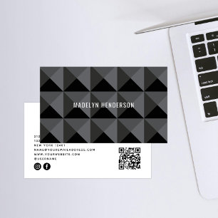 Geometrischer, moderner, fett Abstrakter QR-Code Visitenkarte