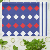 Geometrischer, moderner weißer Diamantstreifen Geschirrtuch (Gefaltet)