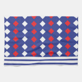 Geometrischer, moderner weißer Diamantstreifen Geschirrtuch (Horizontal)