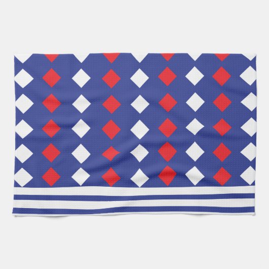 Geometrischer, moderner weißer Diamantstreifen Geschirrtuch (Horizontal)