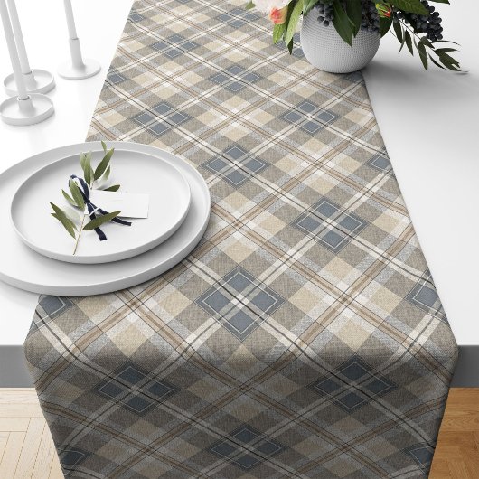 Geometrischer Mustertabellenrunner in weichen Neut Großer Tischläufer